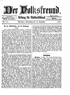 Der Volksfreund Donnerstag 18. September 1873