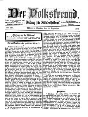 Der Volksfreund Samstag 20. September 1873