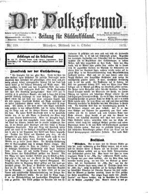 Der Volksfreund Mittwoch 8. Oktober 1873