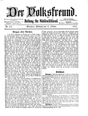 Der Volksfreund Mittwoch 15. Oktober 1873