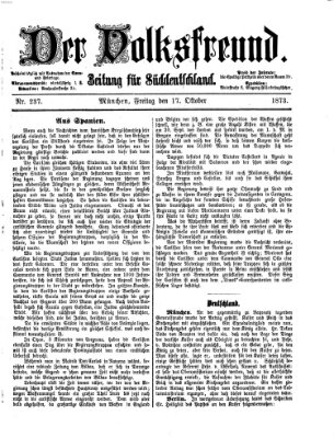 Der Volksfreund Freitag 17. Oktober 1873