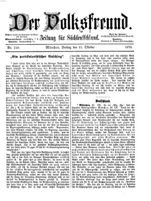 Der Volksfreund Freitag 31. Oktober 1873