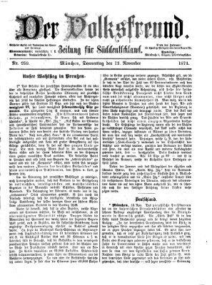 Der Volksfreund Donnerstag 13. November 1873