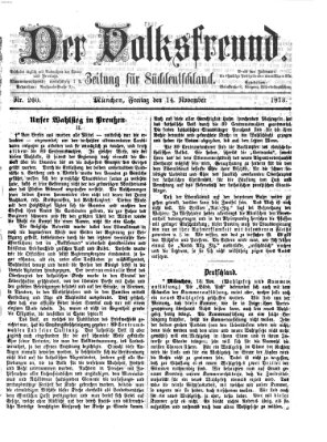 Der Volksfreund Freitag 14. November 1873