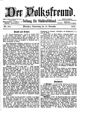 Der Volksfreund Donnerstag 20. November 1873