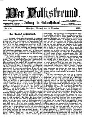 Der Volksfreund Mittwoch 26. November 1873