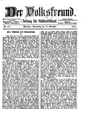 Der Volksfreund Donnerstag 27. November 1873