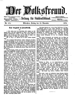 Der Volksfreund Freitag 28. November 1873