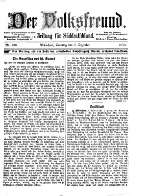 Der Volksfreund Sonntag 7. Dezember 1873