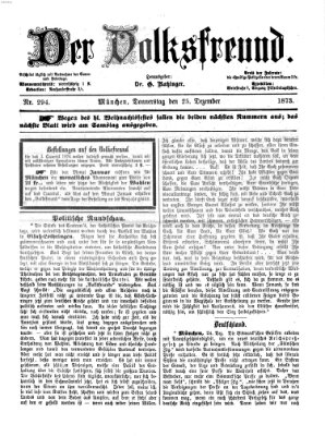 Der Volksfreund Donnerstag 25. Dezember 1873