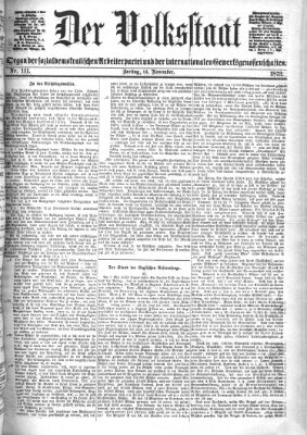 Der Volksstaat Freitag 14. November 1873