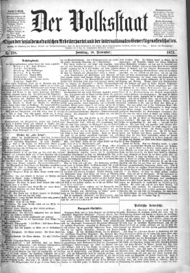 Der Volksstaat Sonntag 30. November 1873