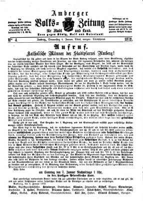 Amberger Volks-Zeitung für Stadt und Land Donnerstag 4. Januar 1872