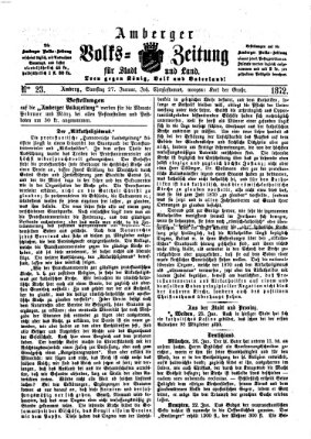 Amberger Volks-Zeitung für Stadt und Land Samstag 27. Januar 1872