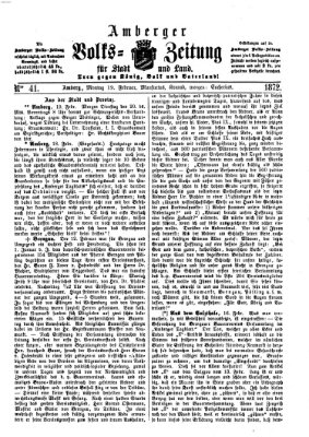 Amberger Volks-Zeitung für Stadt und Land Montag 19. Februar 1872