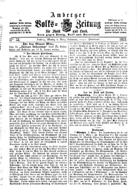 Amberger Volks-Zeitung für Stadt und Land Montag 4. März 1872