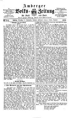 Amberger Volks-Zeitung für Stadt und Land Dienstag 17. September 1872