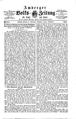 Amberger Volks-Zeitung für Stadt und Land Freitag 20. September 1872