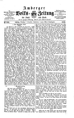 Amberger Volks-Zeitung für Stadt und Land Samstag 7. Dezember 1872