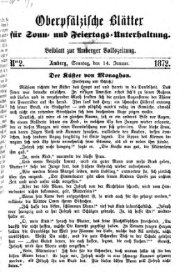 Oberpfälzische Blätter für Sonn- und Feiertags-Unterhaltung (Amberger Volks-Zeitung für Stadt und Land) Sonntag 14. Januar 1872