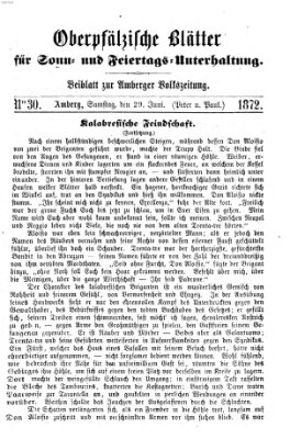 Oberpfälzische Blätter für Sonn- und Feiertags-Unterhaltung (Amberger Volks-Zeitung für Stadt und Land) Samstag 29. Juni 1872