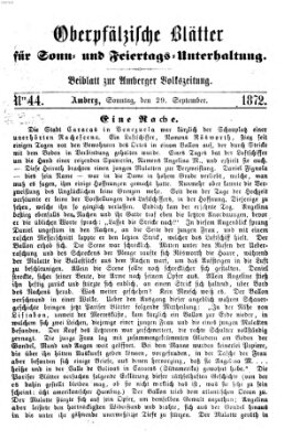 Oberpfälzische Blätter für Sonn- und Feiertags-Unterhaltung (Amberger Volks-Zeitung für Stadt und Land) Sonntag 29. September 1872