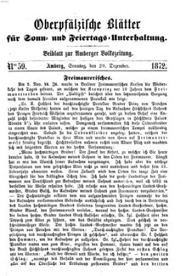 Oberpfälzische Blätter für Sonn- und Feiertags-Unterhaltung (Amberger Volks-Zeitung für Stadt und Land) Sonntag 29. Dezember 1872