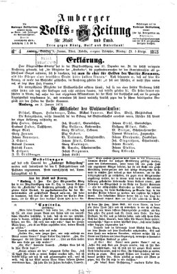 Amberger Volks-Zeitung für Stadt und Land Samstag 4. Januar 1873