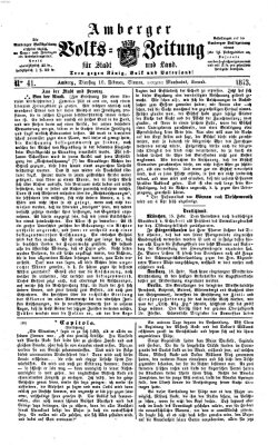 Amberger Volks-Zeitung für Stadt und Land Dienstag 18. Februar 1873