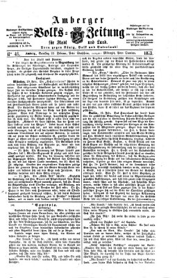 Amberger Volks-Zeitung für Stadt und Land Samstag 22. Februar 1873