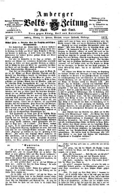 Amberger Volks-Zeitung für Stadt und Land Montag 24. Februar 1873