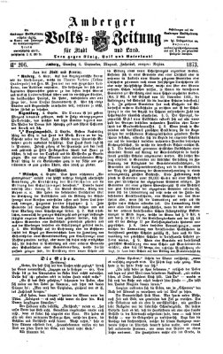 Amberger Volks-Zeitung für Stadt und Land Samstag 6. September 1873