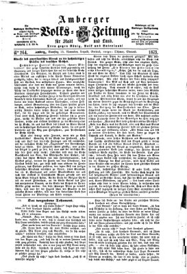 Amberger Volks-Zeitung für Stadt und Land Samstag 15. November 1873