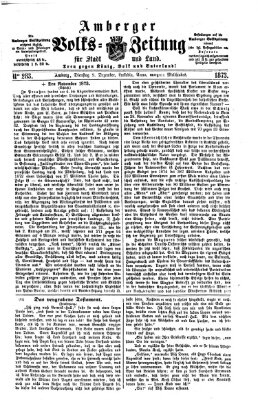 Amberger Volks-Zeitung für Stadt und Land Dienstag 9. Dezember 1873