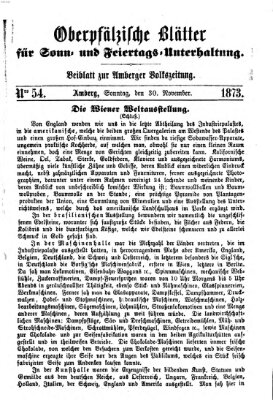 Oberpfälzische Blätter für Sonn- und Feiertags-Unterhaltung (Amberger Volks-Zeitung für Stadt und Land) Sonntag 30. November 1873