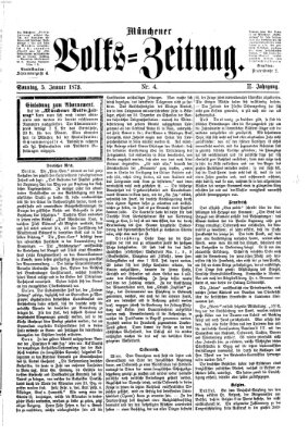 Münchener Volks-Zeitung (Neue freie Volks-Zeitung) Sonntag 5. Januar 1873