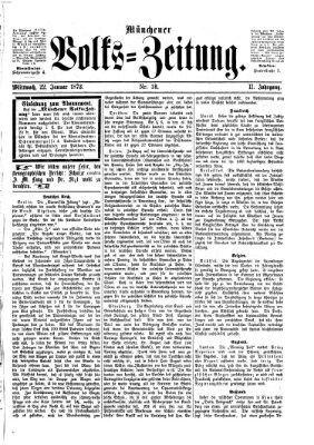 Münchener Volks-Zeitung (Neue freie Volks-Zeitung) Mittwoch 22. Januar 1873