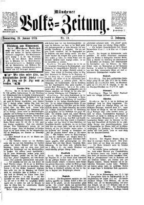 Münchener Volks-Zeitung (Neue freie Volks-Zeitung) Donnerstag 23. Januar 1873