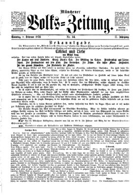 Münchener Volks-Zeitung (Neue freie Volks-Zeitung) Sonntag 9. Februar 1873