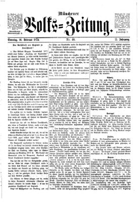 Münchener Volks-Zeitung (Neue freie Volks-Zeitung) Sonntag 16. Februar 1873