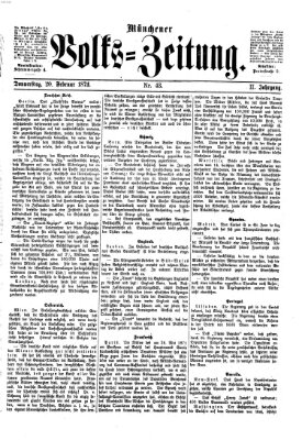 Münchener Volks-Zeitung (Neue freie Volks-Zeitung) Donnerstag 20. Februar 1873