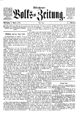 Münchener Volks-Zeitung (Neue freie Volks-Zeitung) Mittwoch 5. März 1873