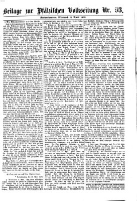 Pfälzische Volkszeitung Mittwoch 17. April 1872