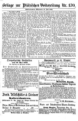 Pfälzische Volkszeitung Mittwoch 17. Juli 1872