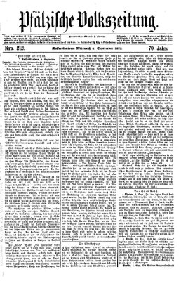 Pfälzische Volkszeitung Mittwoch 4. September 1872