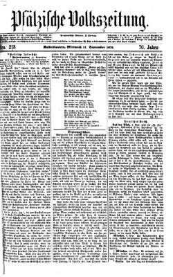 Pfälzische Volkszeitung Mittwoch 11. September 1872