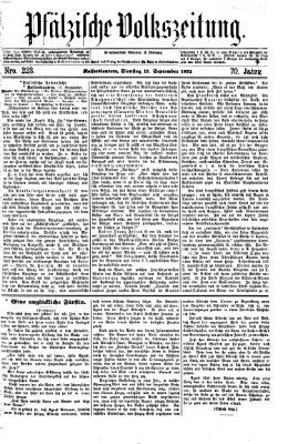 Pfälzische Volkszeitung Dienstag 17. September 1872