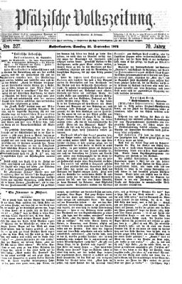 Pfälzische Volkszeitung Samstag 21. September 1872