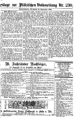 Pfälzische Volkszeitung Mittwoch 25. September 1872