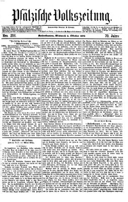 Pfälzische Volkszeitung Mittwoch 2. Oktober 1872